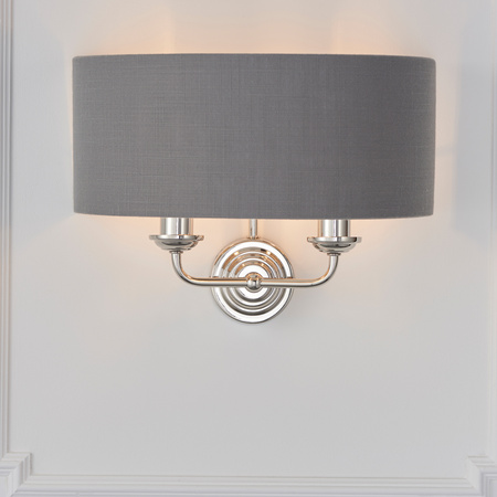 Highclere 2 Wall Light Nickel & Charcoal