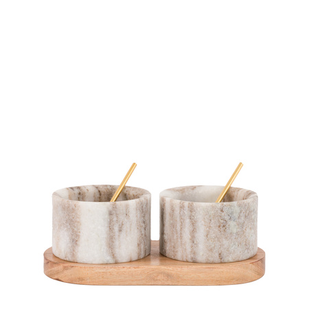 Novi Spoon and Pinch Pot Beige Marble 178x89x70mm