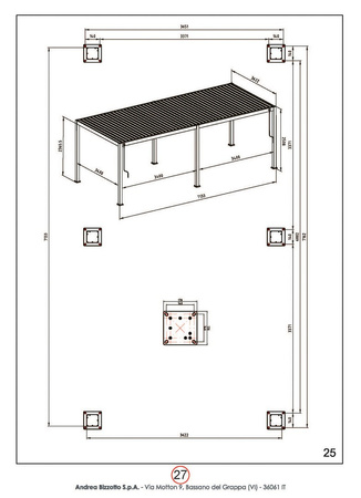 Pergola ogrodowa BIZZOTTO OCEAN 3,6X7,2 – antracytowy