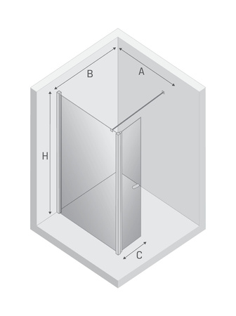 NZ4 Kabina prysznicowa NEW SOLEO LIGHT GOLD walk-in U 110x195 szkło czyste 6mm Active Shield 2.0