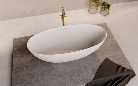 NOYA wanna wolnostojąca 170x76x56cm, solid surface, biały mat