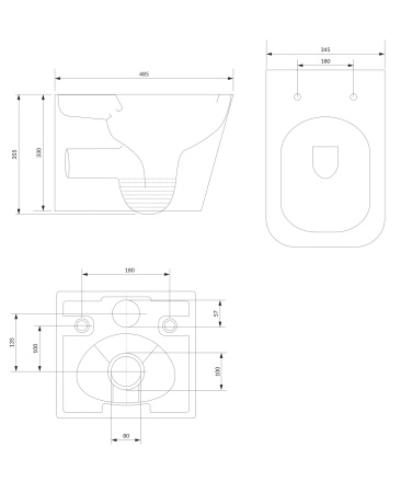FONTANA miska toaletowa wisząca z deską wolnoopadającą, 49 x 35 cm, biały połysk