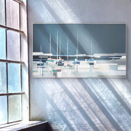 Obraz w ramie „Side By Side” – niebieski, 142 × 3,5 × 82 cm