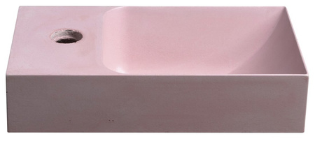 PICCOLINO umywalka betonowa, 30,8x17cm, bateria z lewej strony, różowy mat