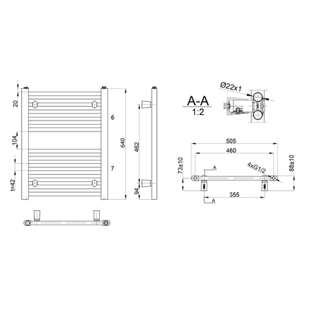 DIRECT grzejnik łazienkowy 500x640 mm, biały