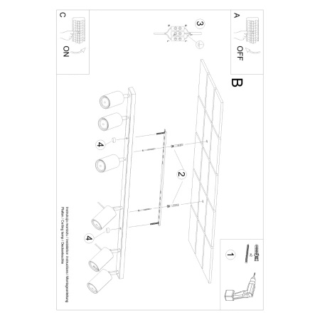 Plafon RING 6L ochra czerwona