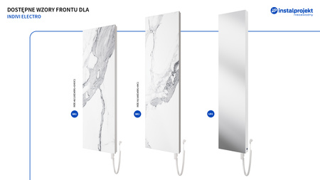 Instal Projekt Indivi Electro Grzejnik elektryczny  40x160 cm biały/white mat lustro srebrne INDE-40/160E34L01+GH-06C1