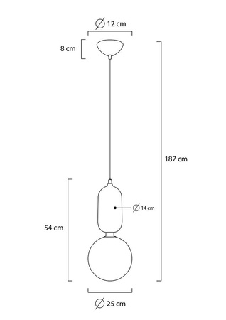 Lampa wisząca BOY M Fi 25 czarna - LED, szkło, metal