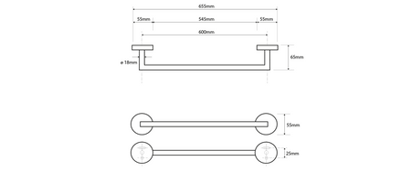 X-ROUND wieszak na ręczniki 600mm, chrom