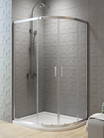 Kabina prysznicowa New Varia, półokrągła, asymetryczna 2D 80x90x200