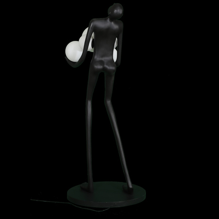 Lampa podłogowa WOMAN BLACK 180 cm - czarna figura kobiety z białymi kloszami