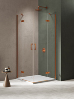 NZ4 Kabina NESTA COPPER BRUSHED 2D prostokątna  90x110x200 czyste 6mm Active Shield 2.0
