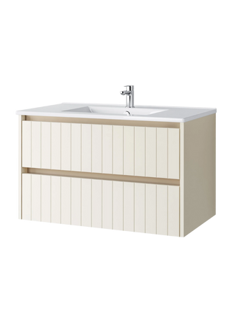 Szafka łazienkowa wisząca z umywalką 80 cm almond mat MELITO 002-SU80-02+UP4530-800