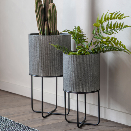 Eda Metal Planter Set of 2 Grey 300x580mm