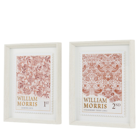 Obraz w ramie „William Morris Stamp Red” – czerwony, 30,5 × 3 × 36 cm, zestaw 2 szt.