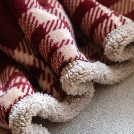 Tartan Sherpa Throw Mulberry 1520x1770mm