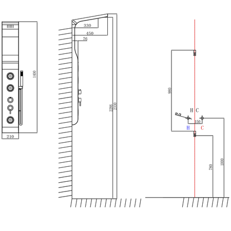 YUKI panel prysznicowy 210x1400mm, biały mat