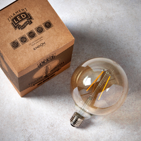 E27 LED Filament Globe 170x125mm Amber 2W
