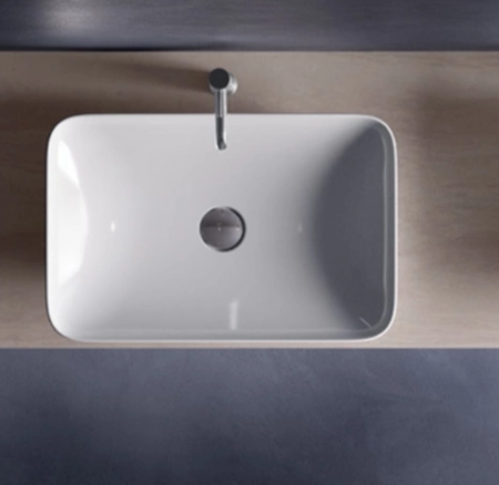 Zestaw DES Miska WC podwieszana z deską W/O i Umywalką Nablatową VARIANT prostokątną 55x36 cm biały połysk