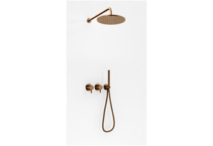 Axel Brushed Copper zestaw prysznicowy z deszczownicą 25cm i słuchawką