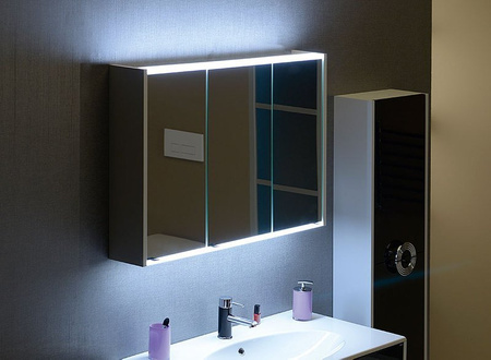 BATU szafka z lustrem 2x LED, 100x71x15cm, biały