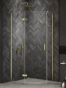 Kabina NESTA LIGHT GOLD 1D pięciokątna lewa Drzwi P 100x80x200 czyste 6mm Active Shield 2.0