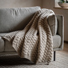 Herringbone Woven Knit Throw Natural 1300x1700mm