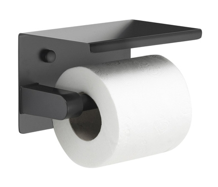 Wieszak na papier toaletowy z półką, czarny mat