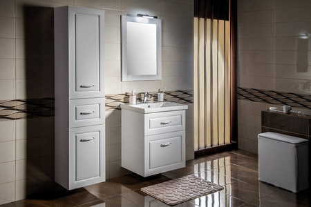 FAVOLO szafka wysoka z koszem na bieliznę 40x184x31cm, biały mat