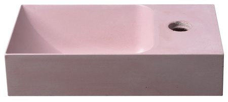 PICCOLINO umywalka betonowa, 30,8x17cm, bateria z prawej strony, różowy mat