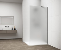 ESCA BLACK MATT jednoczęściowa kabina przysznicowa Walk-In, montaż przy ścianie, szkło matowe, 900 mm