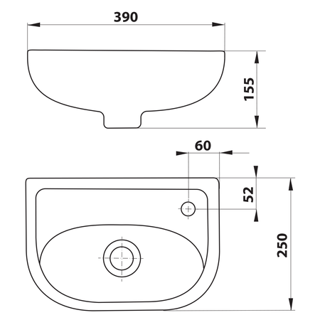 Umywalka ceramiczna 40x25cm, biała