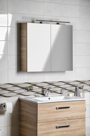 VEGA szafka z lustrem, 80x70x18cm, dąb platin