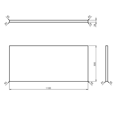 Blat WOODY 1100x28x500mm, lite drewno dąb naturalny