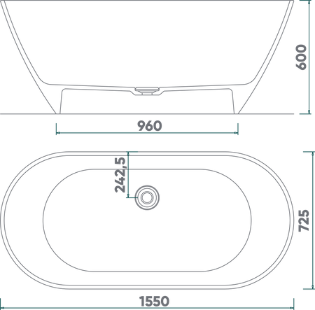Wanna wolnostojąca Salma 1550 Biały Mat