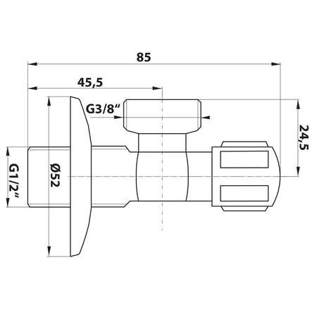Zawór wrzecionowy narożny 1/2 "x3/8", chrom