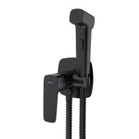 Bateria bidetowa podtynkowa z wężem i słuchawką typu bidetka, czarna