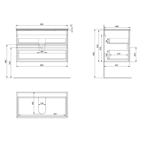 PANEDA szafka umywalkowa 89,5x55x45,2cm, biela