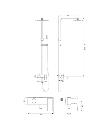 PARMA system prysznicowy natynkowy, chrom połysk