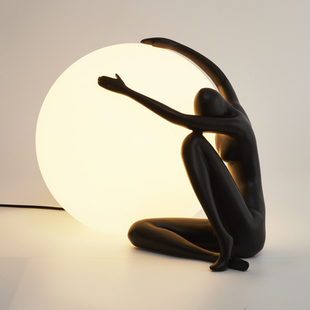 Lampa stołowa WOMAN-1 ,47 cm - czarna figura, biały klosz