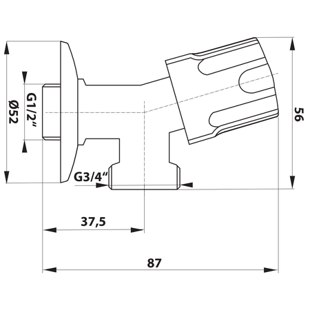 Zawór pralki z zaworem zwrotnym, 1/2 "x3/4", chrom