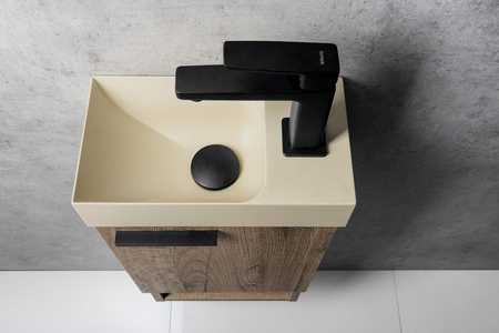 PICCOLINO umywalka betonowa, 30,8x17cm, bateria z prawej strony, żółty mat