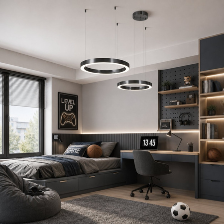 Lampa wisząca CIRCLE 2 40+60 cm - LED, ring tytan szczotkowany na 1 podsufitce