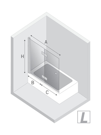 Parawan nawannowy NEW SOLEO GOLD BRUSHED 1D L 120x140 szkło czyste 6mm Active Shield 2.0