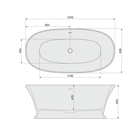 VELIA wanna wolnostojąca, kompozyt, 167x83x62,5cm, biały