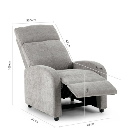 Fotel wypoczynkowy rozkładany RELAX PREMIUM jasny szary