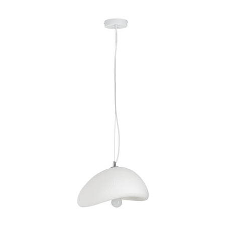 Lampa wisząca STONE 30 cm - biała lampa w stylu japandi
