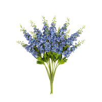 Vintage Hollyhock Floral Stem Tall Blue (12pk)