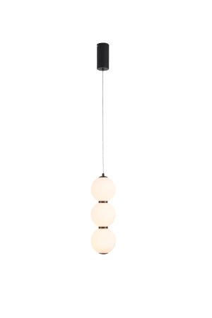 Lampa wisząca PERLA LED 12 cm - czarny akcent z trzema białymi kloszami