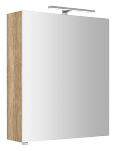 RIWA szafka z lustrem, oświetlenie LED, 60x70x17cm, dąb Alabama